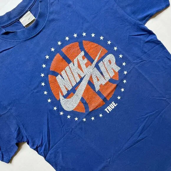 Vintage Y2k Nike Air Basketball Swoosh T Shirt Blue Team Silver Tag Hooper Star - Picture 3 of 8